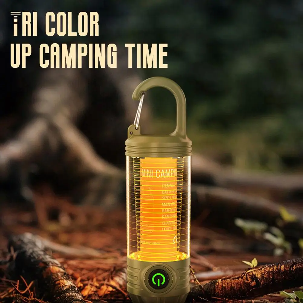 LED Flashlight Hanging Camping Lantern Emergency Light Type C Rechargeable Camping Light Flashlight For Blackout Hiking