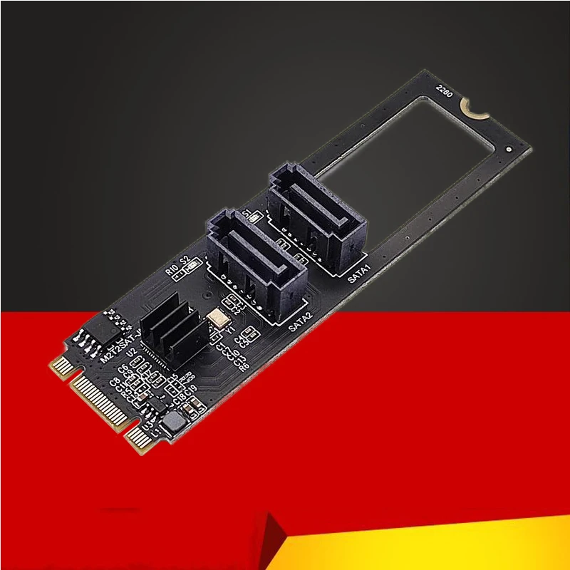 

NEW M.2 NVME PCI-E PCIE to 2 Port SATA 3.0 Adapter Expansion Card Riser JMB582 Chip 6G Controller for Chassis Server PC Computer