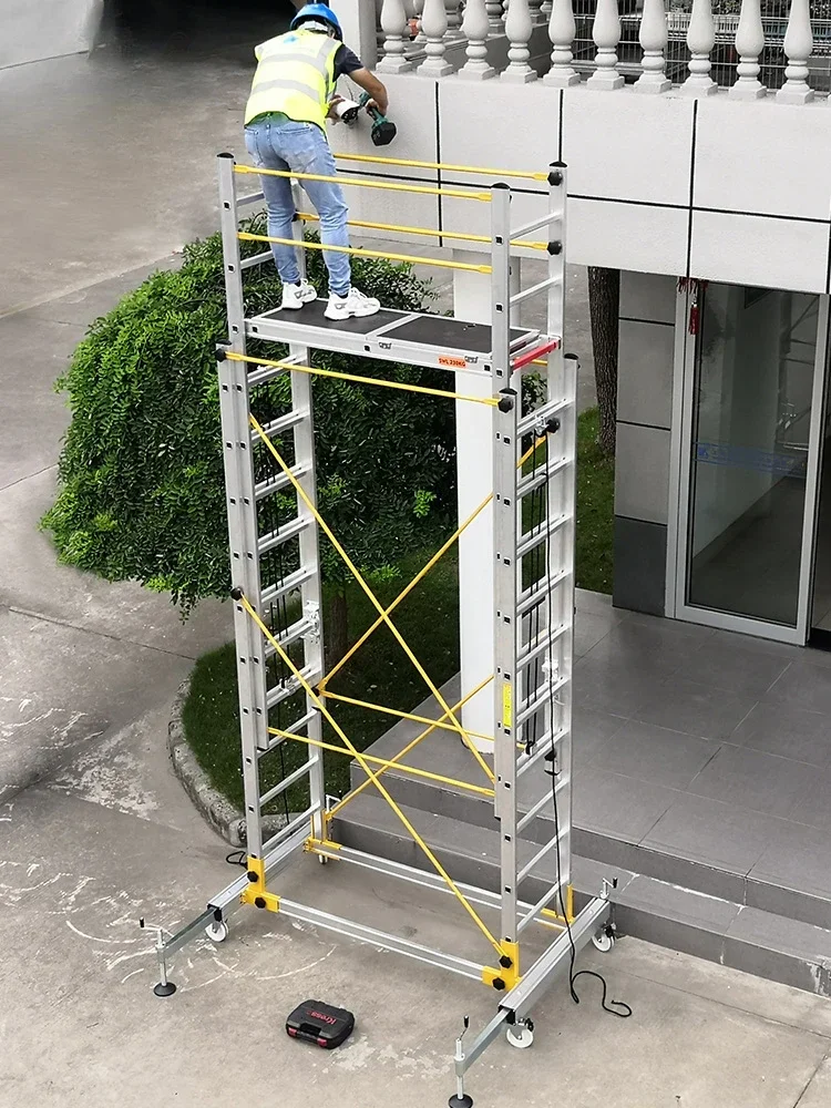 Aluminum alloy scaffolding movable telescopic scaffold factory direct folding engineering ladder platform.