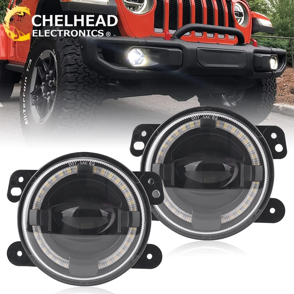 

4inch LED Fog Lights 40W Fog Lamps with White Halo DRL Front Bumper Driving FogLights Compatible with JEEP Motorcycle Off-road