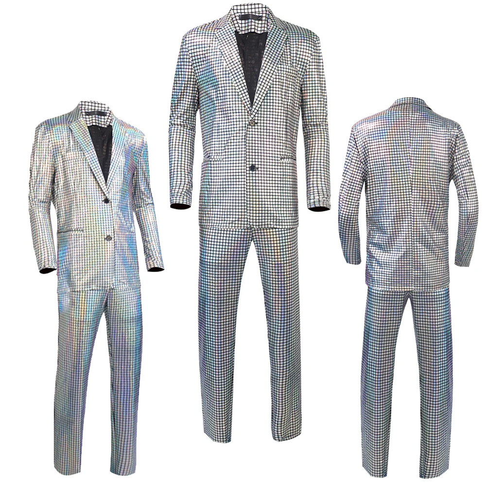 Retro Jaren '70 Disco Dance Cosplay Role Play Mannen Kostuum Kleurrijke Jaren 70 Vintage Pak Jasbroek Mannelijke Verkleedkleding