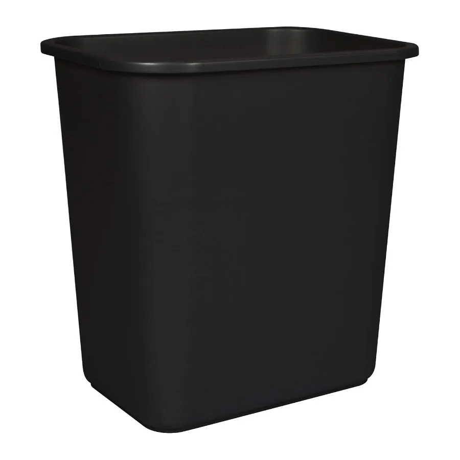 Storex Medium Waste Basket 15 x 10.5 x 15 Inches Black Case of 6 STX00710U06C