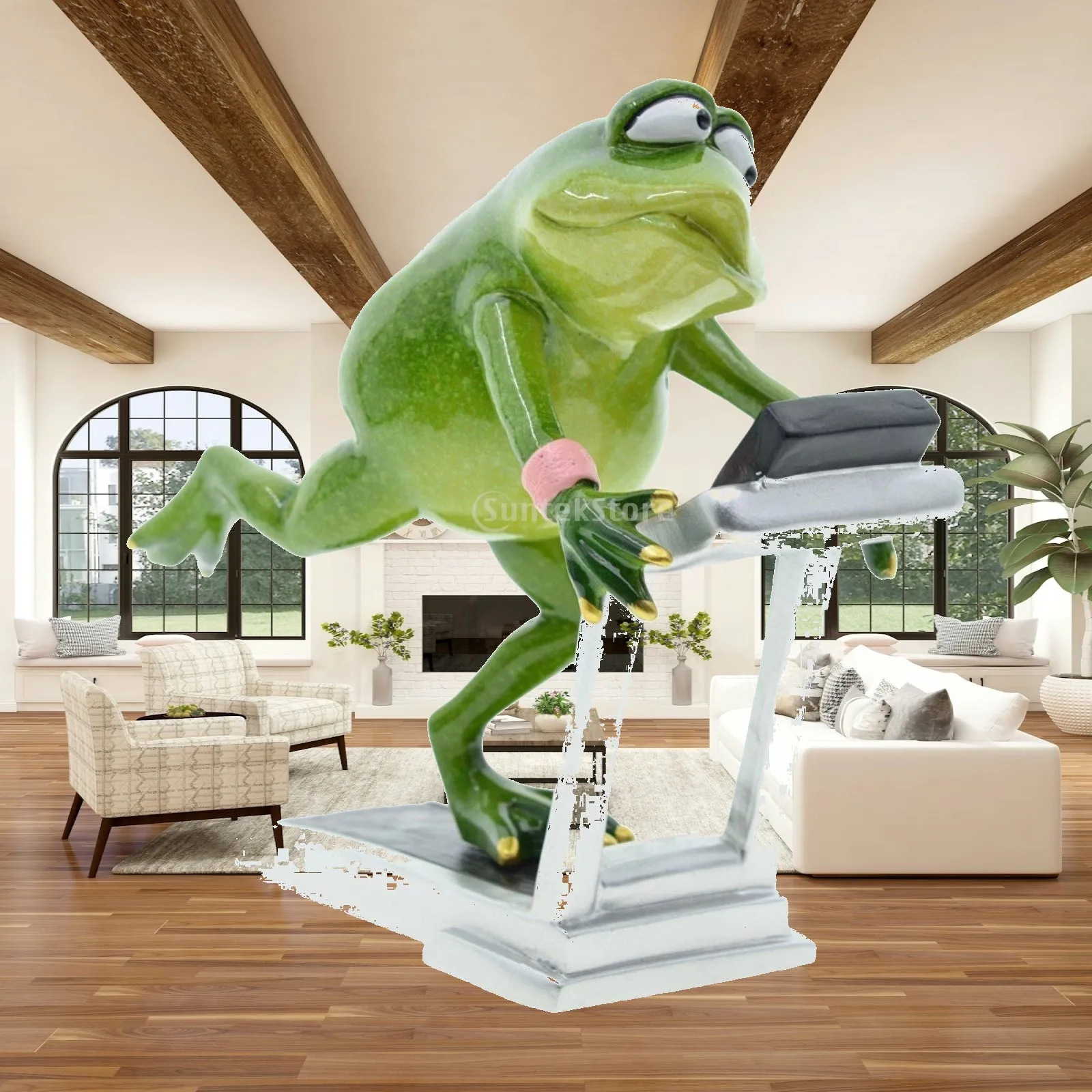 Active Frog Resin Figurine for Workout Area Decor Cute Animal Sculpture Funny Home Office Shelf Ornament Gift