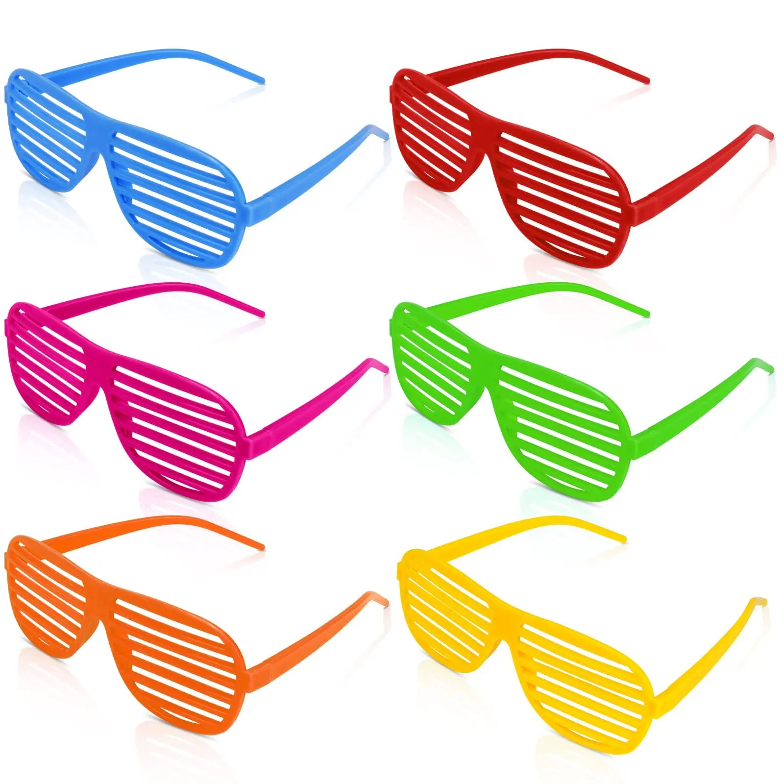 6Pcs/Set Disco Party Decorations Neon Color Shutter Shadeds Glasses  80s 90s AccessoriesWomen Men Kid Wedding Birthday Things