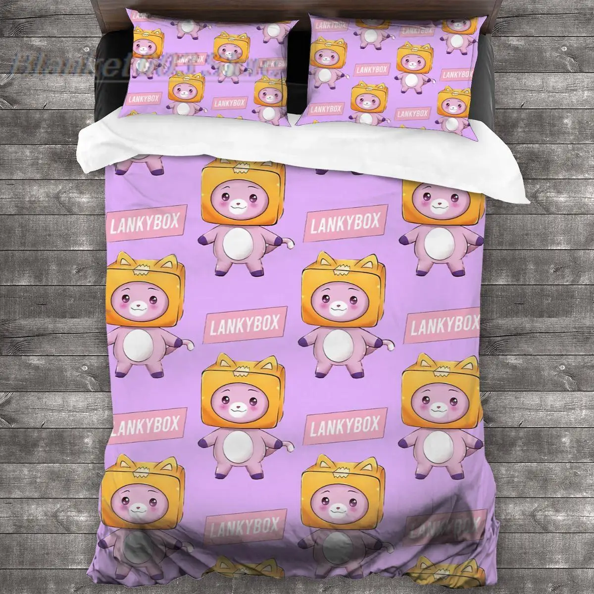 Lankybox Foxy Boxy All Season Twin Bedding Set Single Twin Full Queen King Size Bed Set Aldult Kid Bedroom Duvetcover Sets 3D 03