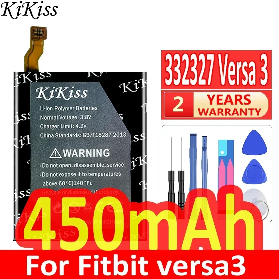 100mAh/450mAh KiKiss Powerful Battery LSSP281324AB For Fitbit versa3 versa 3/For Sense 352325 Surge Charge HR LSSP031420AB