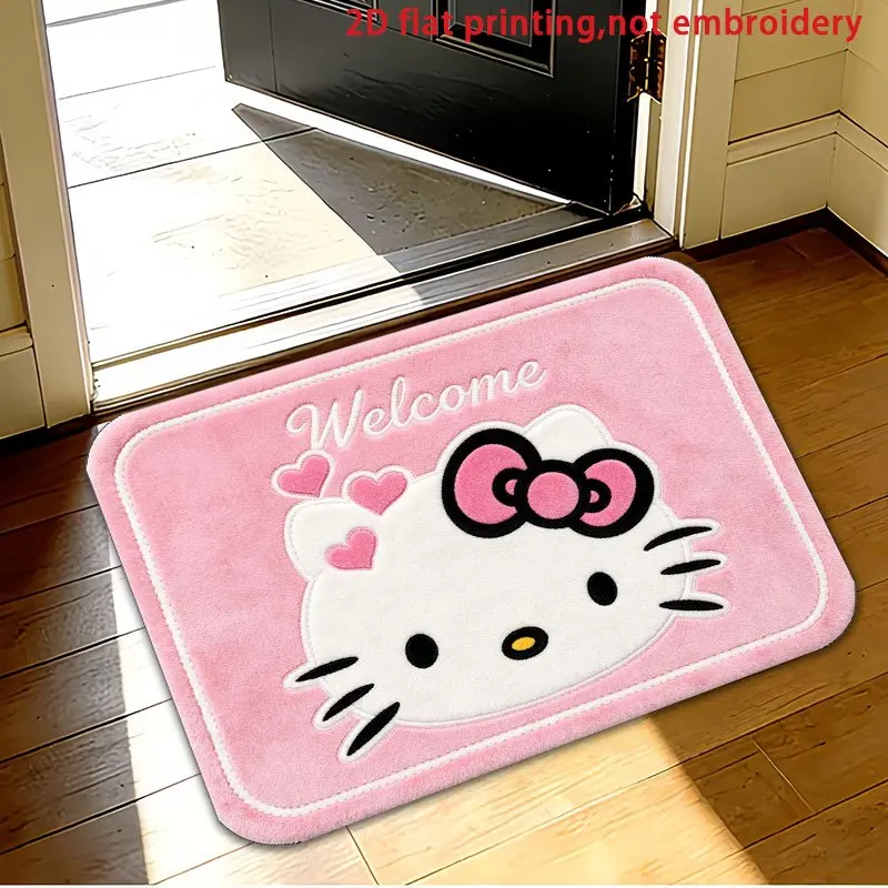 1 pieza, Tapete para puerta | Alfombra Rosa con Estampado Adorable, Superficie de Felpa Suave al Tacto con Propiedades de Absorción de Agua y Secado Rápido, Antideslizante