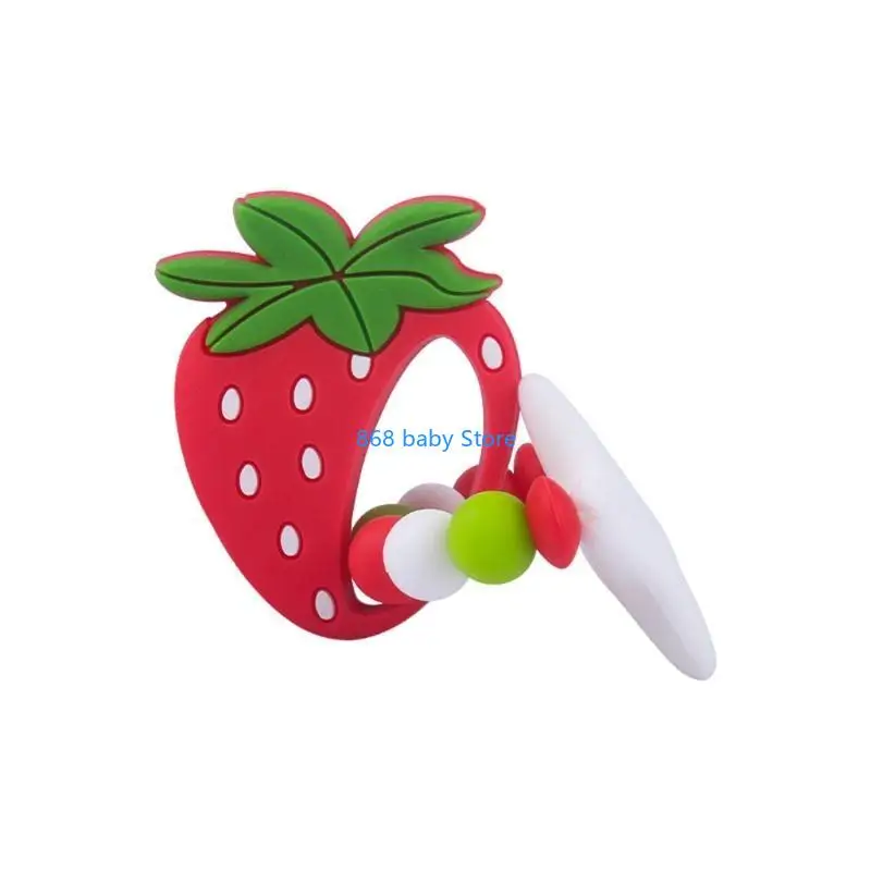 

29EE Cartoon Fruit Silicone Beads Molar Soother Bracelet Baby Teether Nursing Teething Chewing Toy Shower Gifts for Newborn