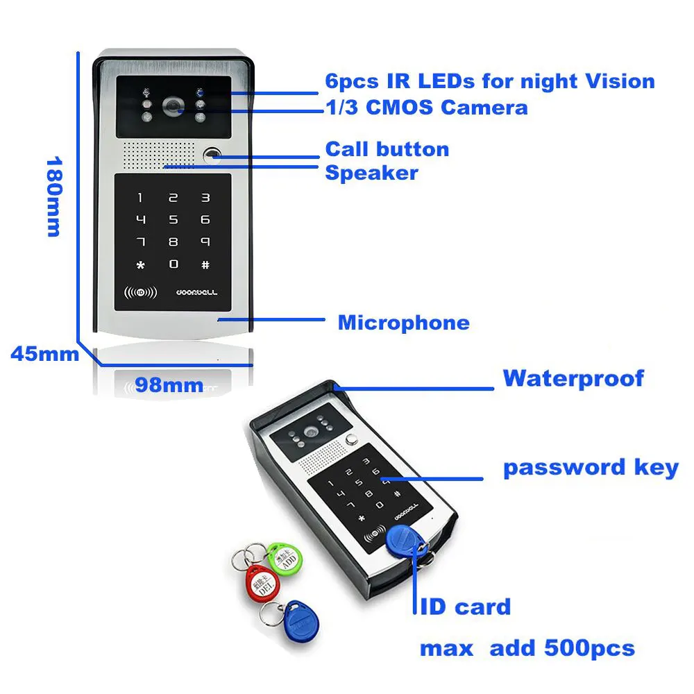 9 Inch WIFI Video Intercom System Doorbell Camera Tuya Waterproof Outdoor Smart Home Door Phone Camera With ID Card Key Password