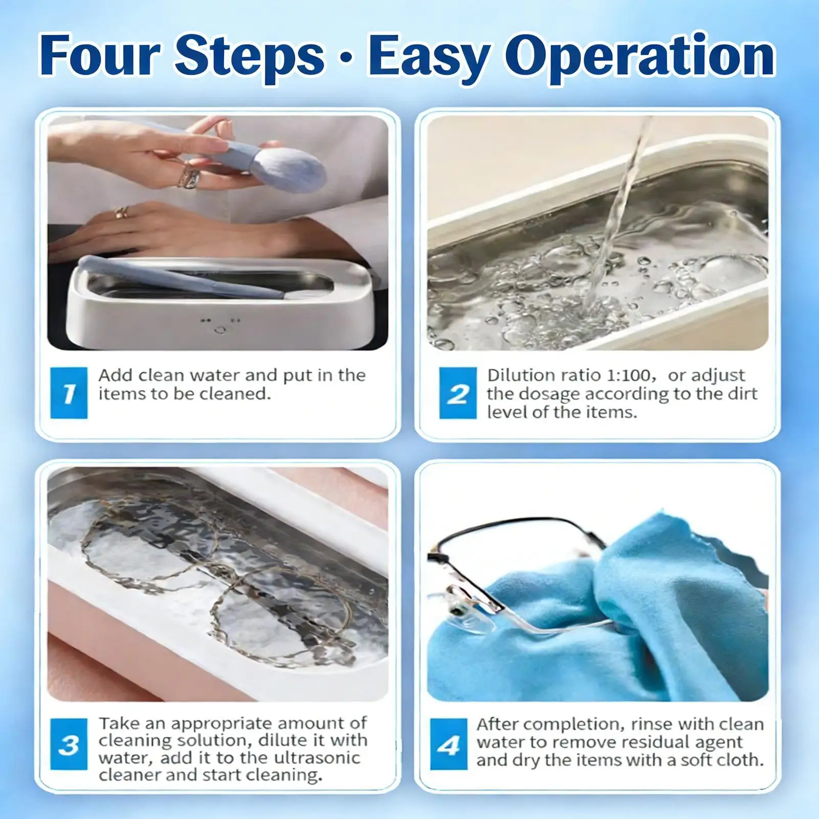 Ultrasonic Jewelry Cleaner Solution 180ml Cleaning Liquid Gold Silver Cleaner Concentrate for Ultrasonic Cleaner Machines