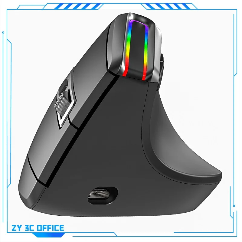 Imagem -06 - Mouse Vertical sem Fio Bluetooth Periféricos de Carregamento Ergonômico Luminoso Adequado para Desktop Escritório Casa Rgb Modos 2.4g