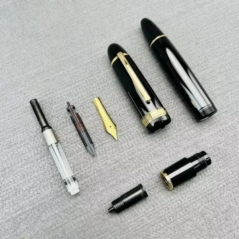 Montefiore Full Metal Fountain Pen Black Fine Nib Business Pen Practicing Calligraphy Ink Absorption Non-carbon Signature Pen
