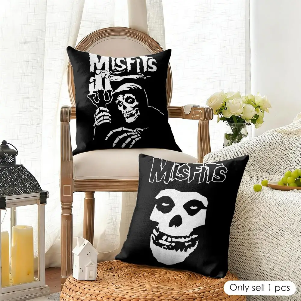Rock Band M-misfits Cushion Cover Organic Linen Square Pillow Case Durable Non-Allergenic And Kind To Skin