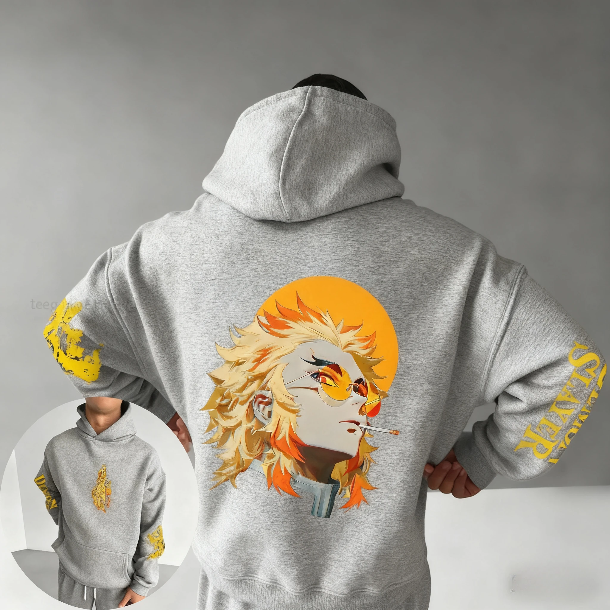 

Bandai Demon Killer 2026 New Rengoku Kyoujurou Print High Quality Mens Loose Casual Plus Size Parent-Child Thermal Top