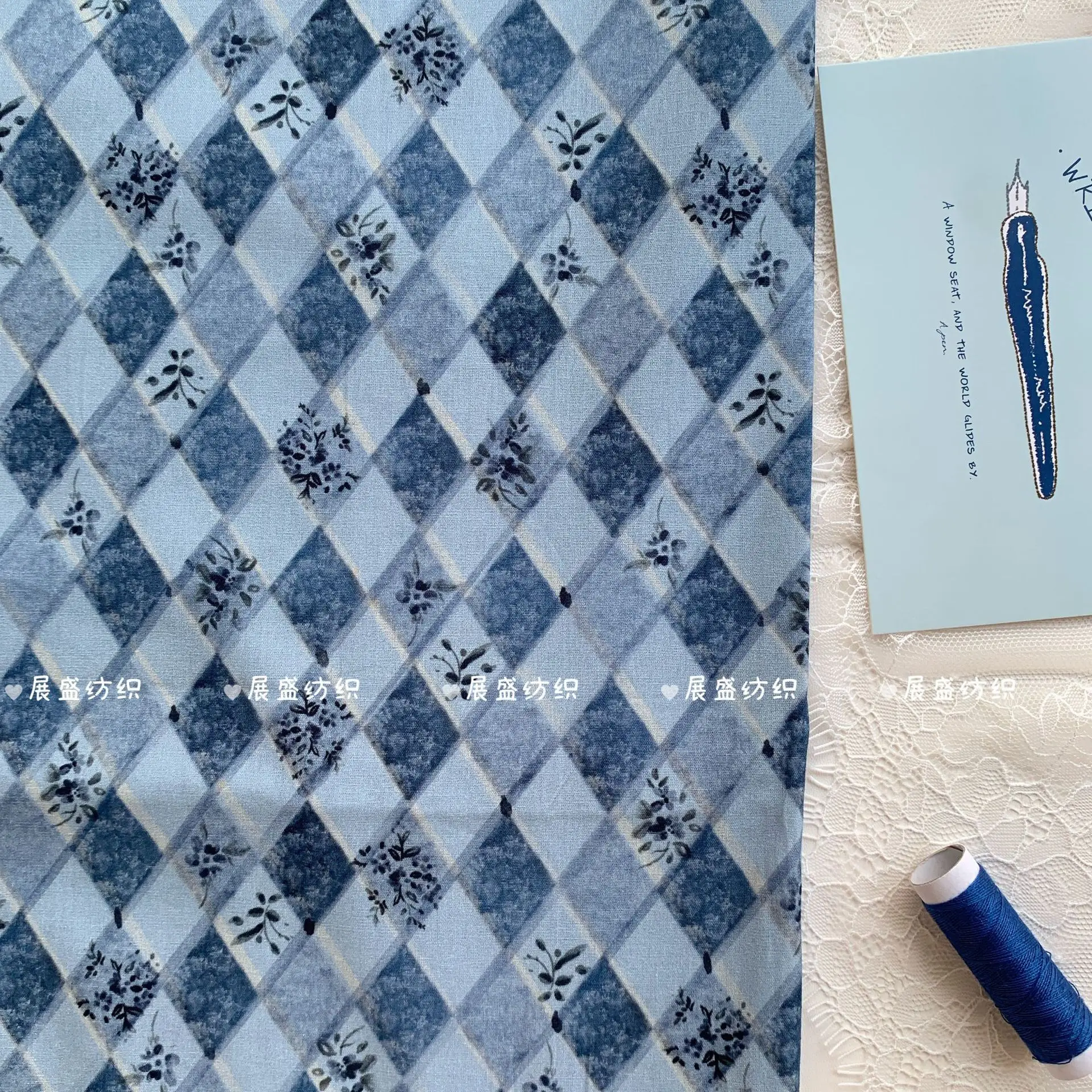 145x50cm 40S Baumwollstoff mit Vintage-Blumen- und Karomuster für DIY-Kleidung, Haaraccessoires, Taschen und Näharbeiten – Detail 11