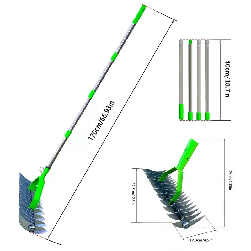 Imagem -06 - Lawn Loosening Rake Jardinagem Clearing Rake Comedor de Grama Resistente 12.8 Wide 67 Long