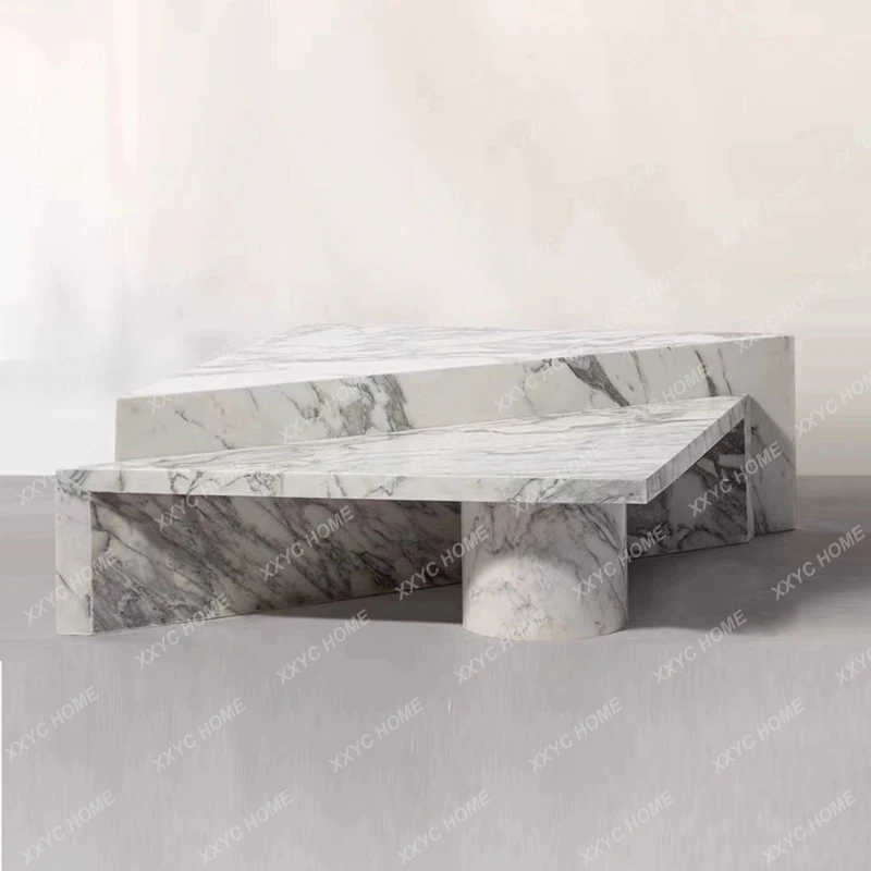 X-S Modern natural marble coffee table combination light luxury home living room triangle fashion coffee table HG