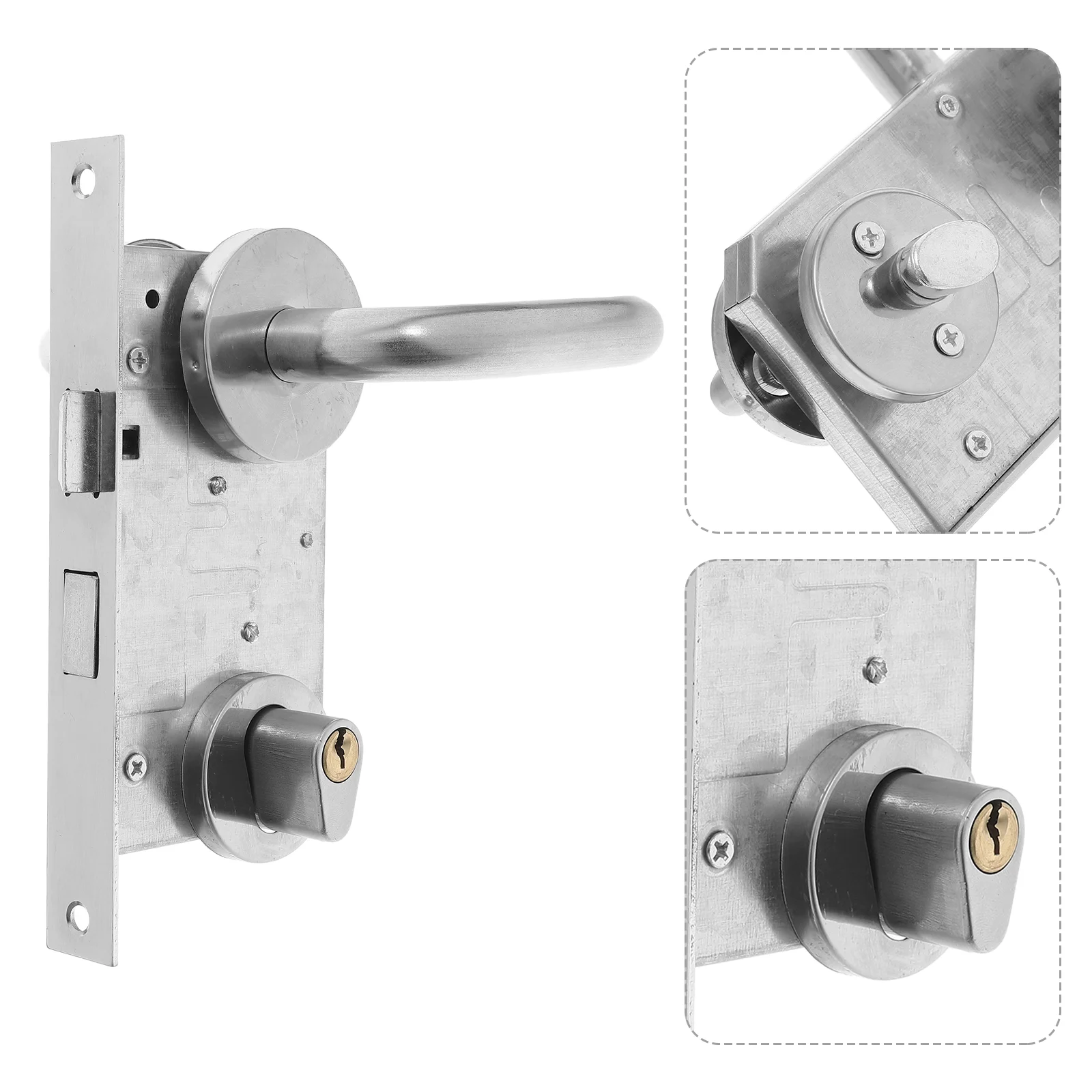 1 Set Stainless Steel Door Lock With Lock Cylinder Fireproof Safety Lock For Emergency Escape And Anti-Theft Security