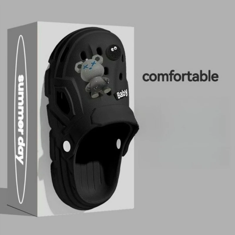 

2025 Summer New Men's Thick Sole Closed Toe Clogs Non-Slip Odor Resistant Beach Sandals Outdoor Semi Slippers