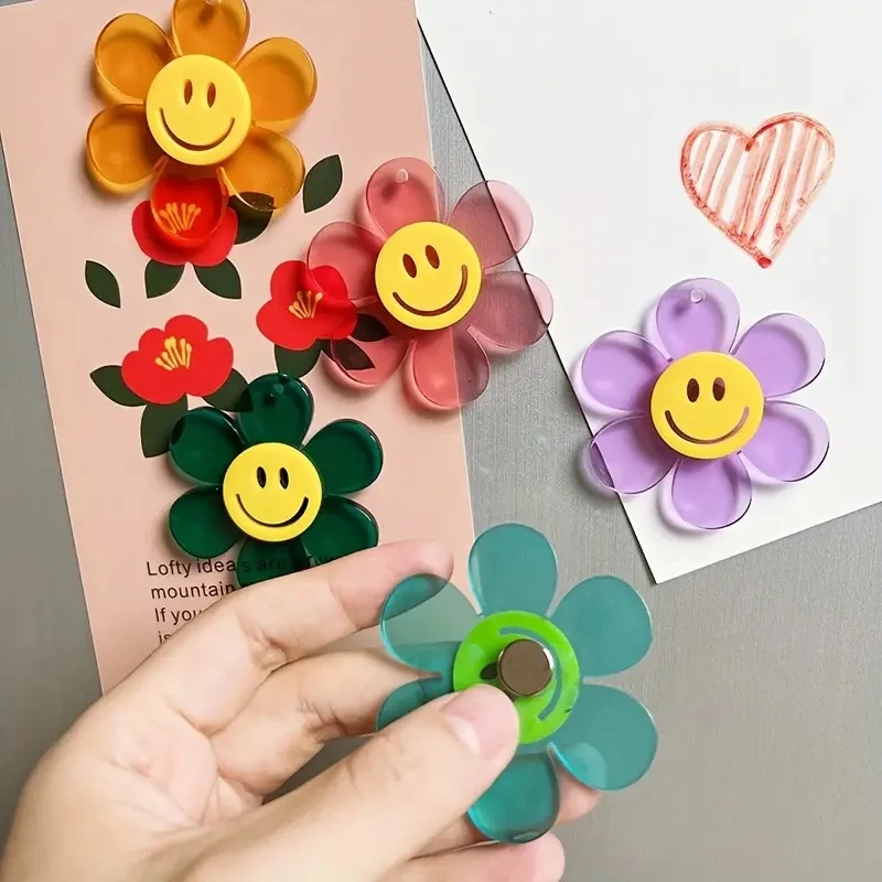 5pcs creativo carino colorato acrilico faccina sorridente magneti da frigorifero adesivi magnetici informazioni fotografiche adesivi magnetici fissi