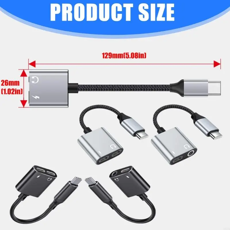Aluminum Alloy USB C To 3.5mm Stereo Adapter Plug and Play Connector Headphone Charging Cable For Mobile Devices