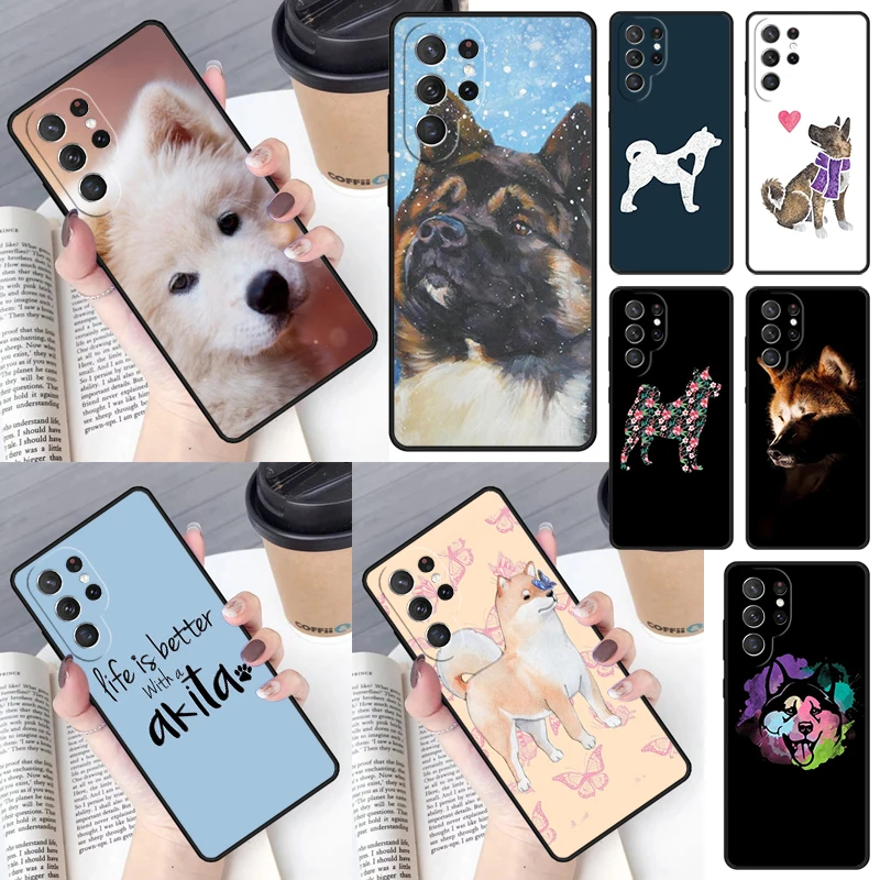 Animal Cute Dog Akita Cover For Samsung Galaxy S23 Ultra S22 S20 S21 FE S8 S9 S10 Plus Note 10 20 Ultra phone Case