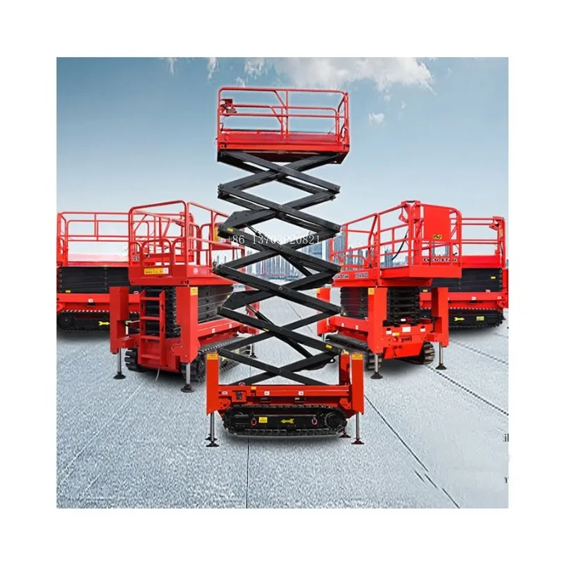 8M 10M 16M Electric Mobile Self Propelled Tracked  Scissor Lift with Hydraulic System  for Building Material Shops and Farms