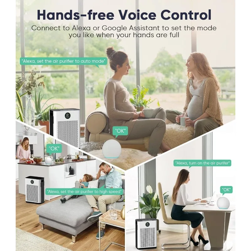 منقي الهواء، أجهزة تنقية الهواء فريش ديوا للمنزل حتى 2300 قدم 2 مع واي فاي ذكي، أجهزة استشعار الهواء، مدخل هواء مزدوج الجوانب، H14 True HEPA