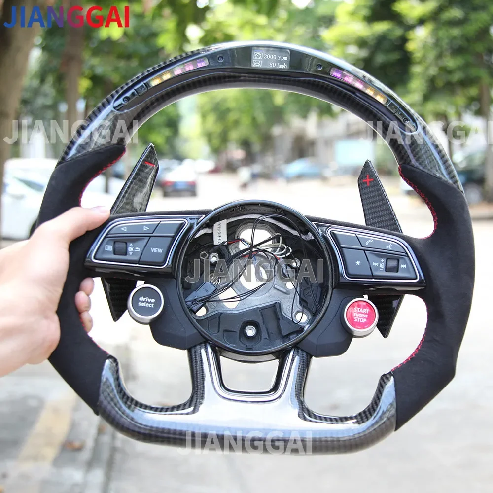 Carbon Fiber Steering Wheel For Audi A3 A4 A5 RS3 RS4 RS5 S3 S4 S5 2017-2021 Sport Steering Wheel Flat Bottom