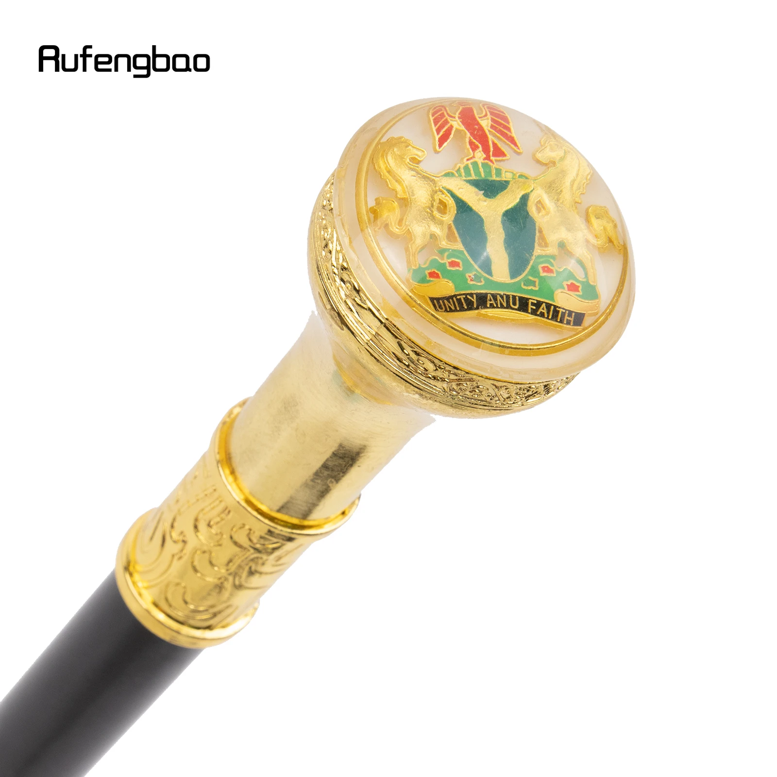 Golden Red Unity and Faith Totem Relief Walking Cane Fashion Walking Stick Gentleman Crosier Knob Walking Stick 91cm