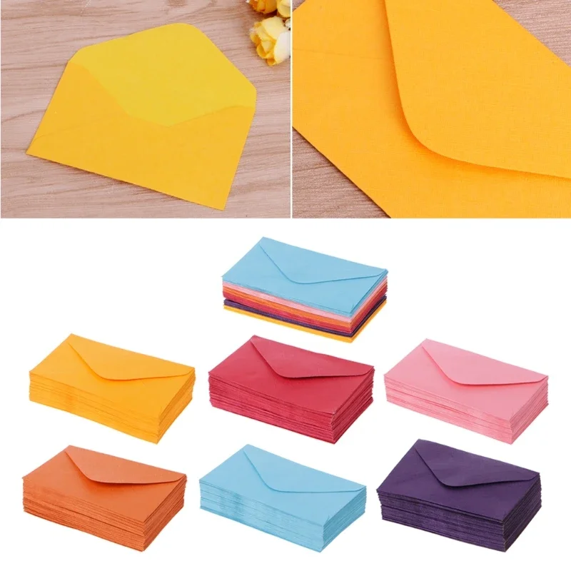 Mini enveloppes en papier vierge rétro colorées, 50 pièces, cartes d'invitation fête mariage, cartes vœux, cadeau