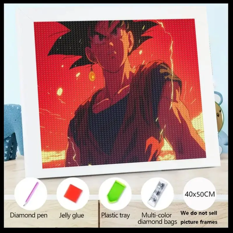 1 Kit de pintura de diamante Goku Dragon Ball Z 5D, personaje de Manga de Anime de taladro completo, arte de diamante, juego de manualidades DIY para adultos y niños, Sp