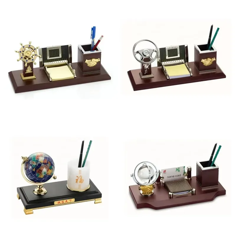 Fashion pen holder and clock Metal pen holder and crystal custom trophy cup