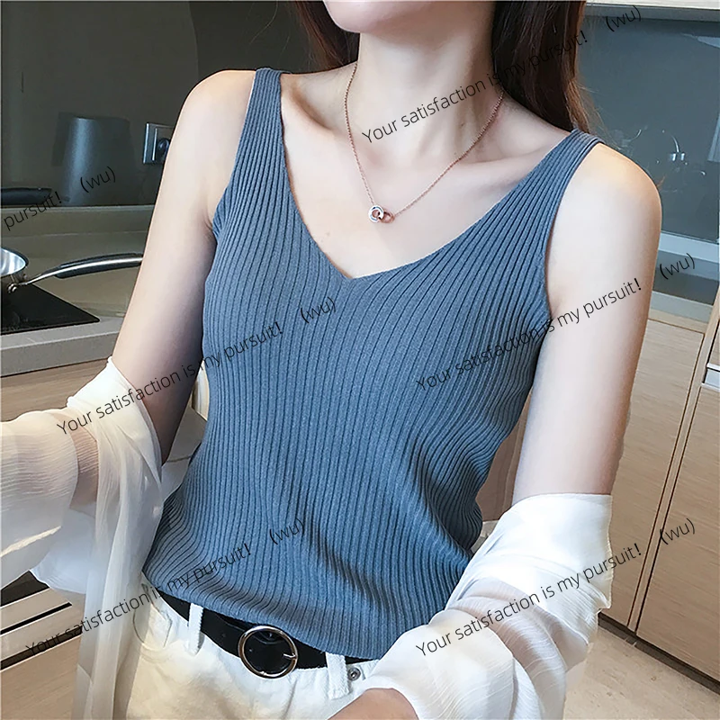 

ZOCI-летняя повседневная майка, женские трикотажные футболки без рукавов, женские эластичные тонкие жилеты, укороченные топы, майки и майки, пуловеры, рубашки