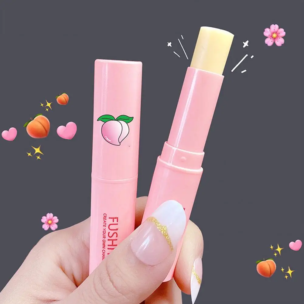 Natural Peach Lip Balm Long-lasting Moisturizing Lipstick Care Hydration Color Lipstick Lip Anti-drying Temperature Change N6R2