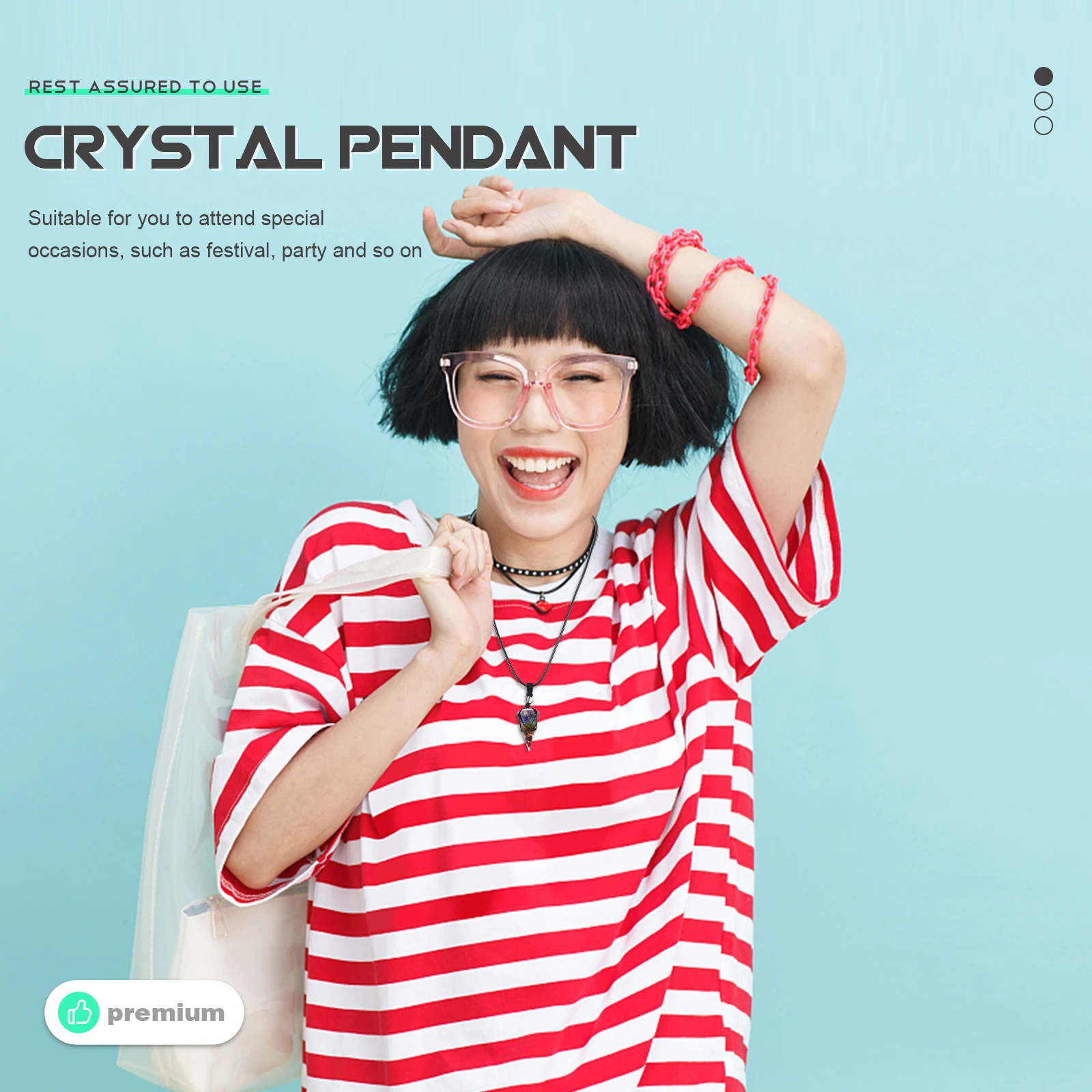 

Crystal Necklace Pendant Durable Elegant Lightweight Neck Jewelry for Women Crystal Decor Accessory Stone Necklace