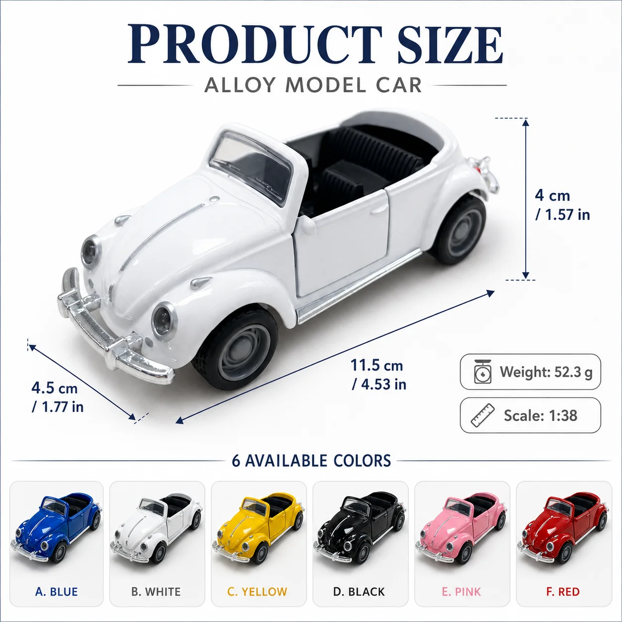 1 Stück, im Beutel verpacktes, klassisches, im Vintage-Stil gehaltenes, aus Zinklegierung gefertigtes Automodell, Retro-Roadster, mit Rückziehfunktion, aufklappbare Seitentüren. – Detail 3