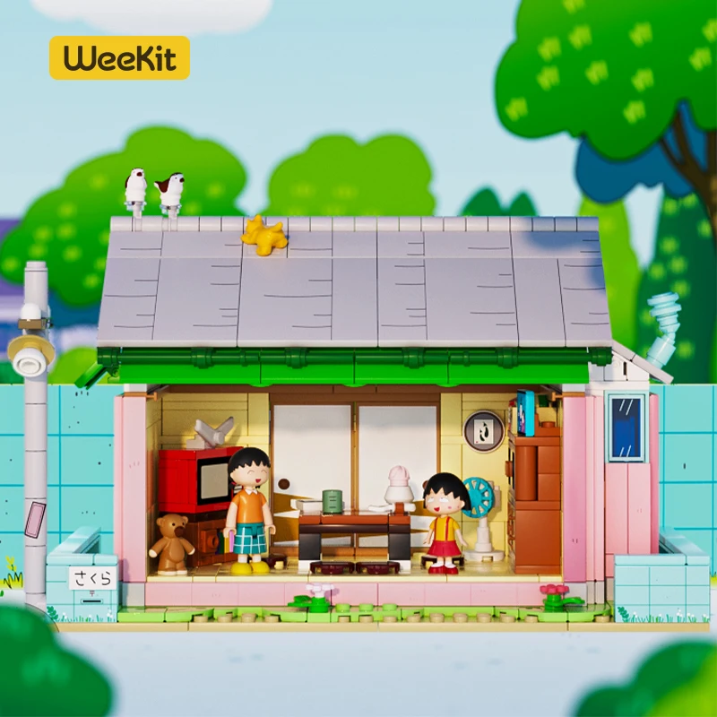 Weekit Chibi Maruko-chan Building Blocks School Living Room House Desktop Decoration Puzzle Assembling Adult Toys Birthday Gifts
