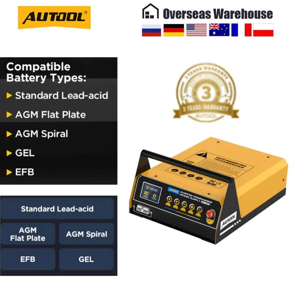 AUTOOL EM355 Auto-Programmierwerkzeug, Schnelllade-Wechselrichter für Autos, ECU-Programmier-Stromversorgung, Ladegerät 120A 400A Spitzenstrom