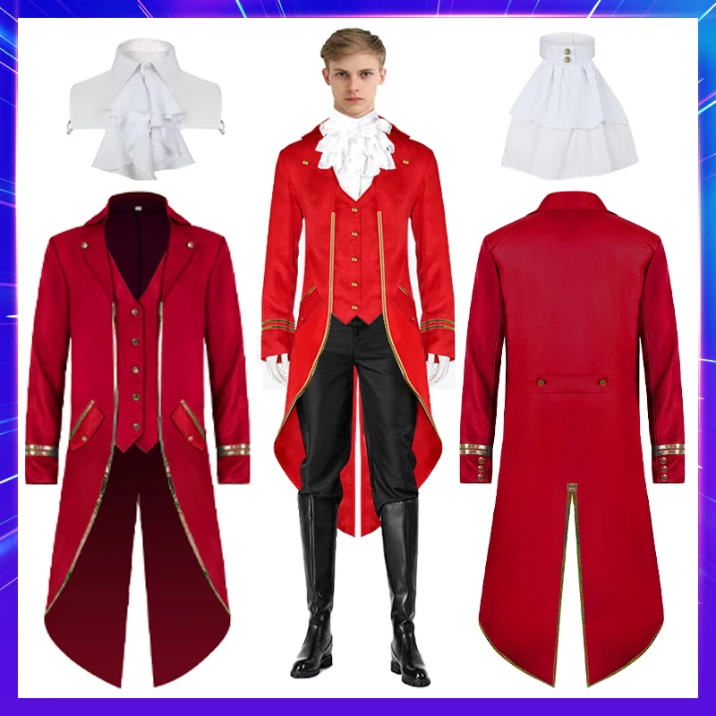 زي سهرة للهالوين للرجال ، جاكيت قوطي ، معطف خلفي عتيق من القرون الوسطى ، زخرفة ذهبية ، حفلة تنكرية ، Steampunk ، طويل ، تأثيري