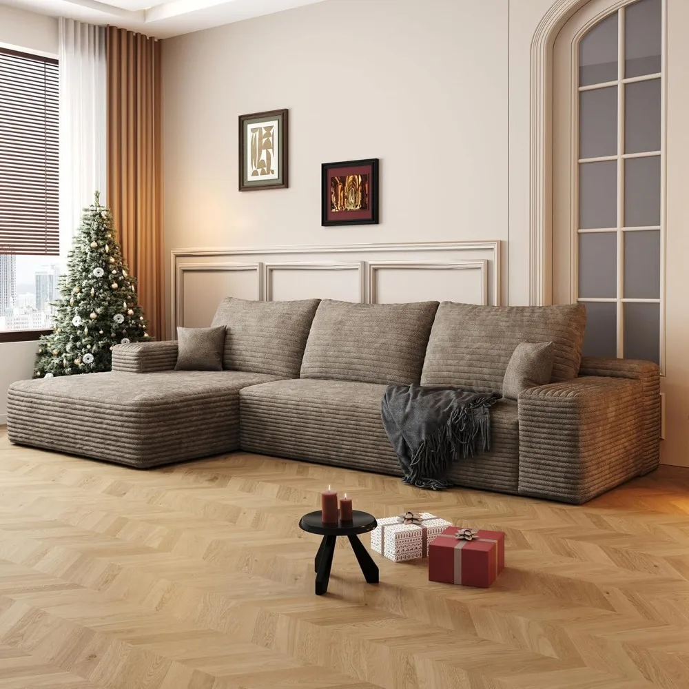 

108" sectional couches for living room modern modular sofa with l-shape couchs upholstered boneless couch deep seat sectional