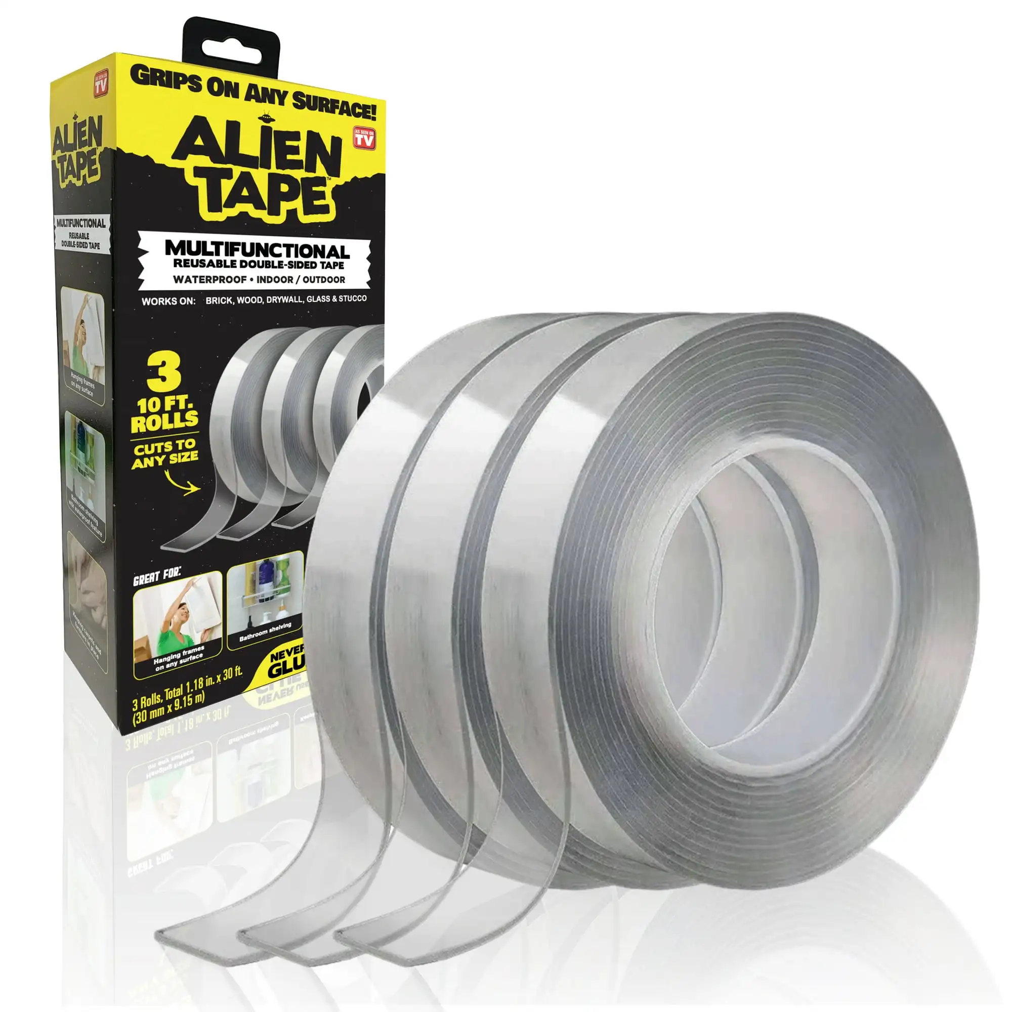 

Alien Tape Double Sided Mounting Tape 3 Rolls Heavy Duty Nano Two Sided Clear 1.18 in x 10 ft