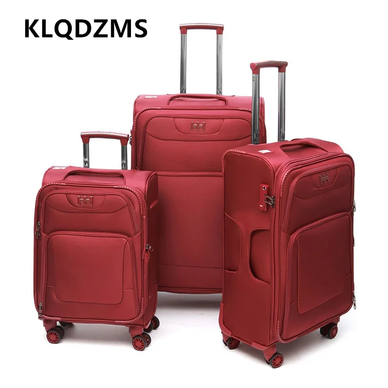 KLQDZMS Luggage High Quality ABS + PC Boarding Box Large Capacity Trolley Case Men's Business Travel Bag Oxford Cloth Suitcase