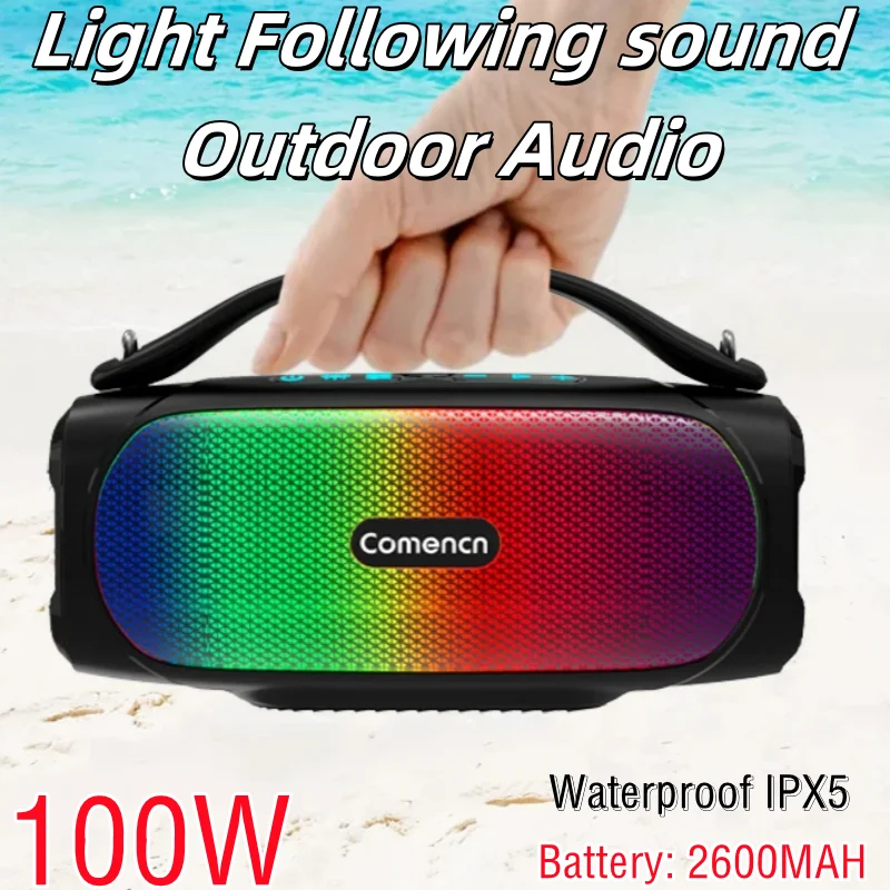 

100W Outdoor RGB Flame Lamp Camping Portable Waterproof Strong Subwoofer TWS Wireless Surround Sound Bluetooth Speaker Soundbar