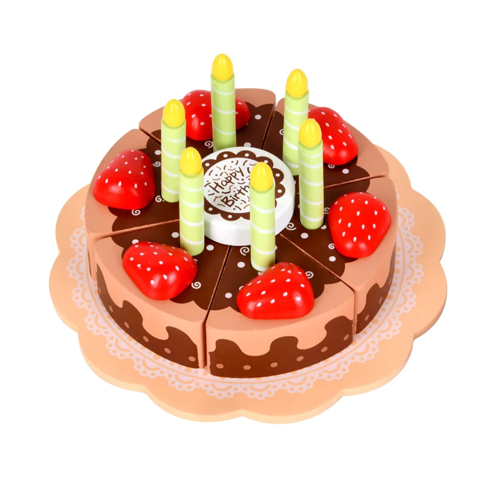 Girl Toys Cecilia Children's Day Gift Strawberry 17X17CM Decorative Cake Fake Brown Birthday Party Prop