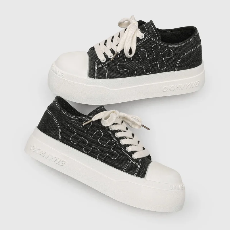 Men Casual Canvas Vulcanized Shoes Breathable Lightweight Non-Slip Lace-Up Sneakers for Outdoor Walking Daily Wear