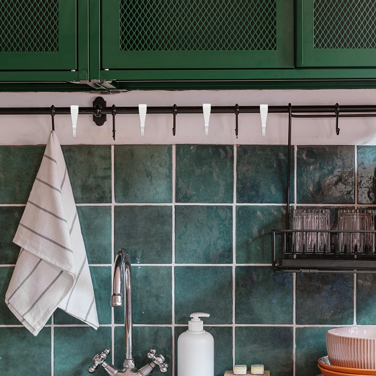 6 قطعة المطبخ البلاستيك S السنانير فائدة السنانير رف معلق لأواني المناشف خزانة منظمة المطبخ هوك فائدة هوك