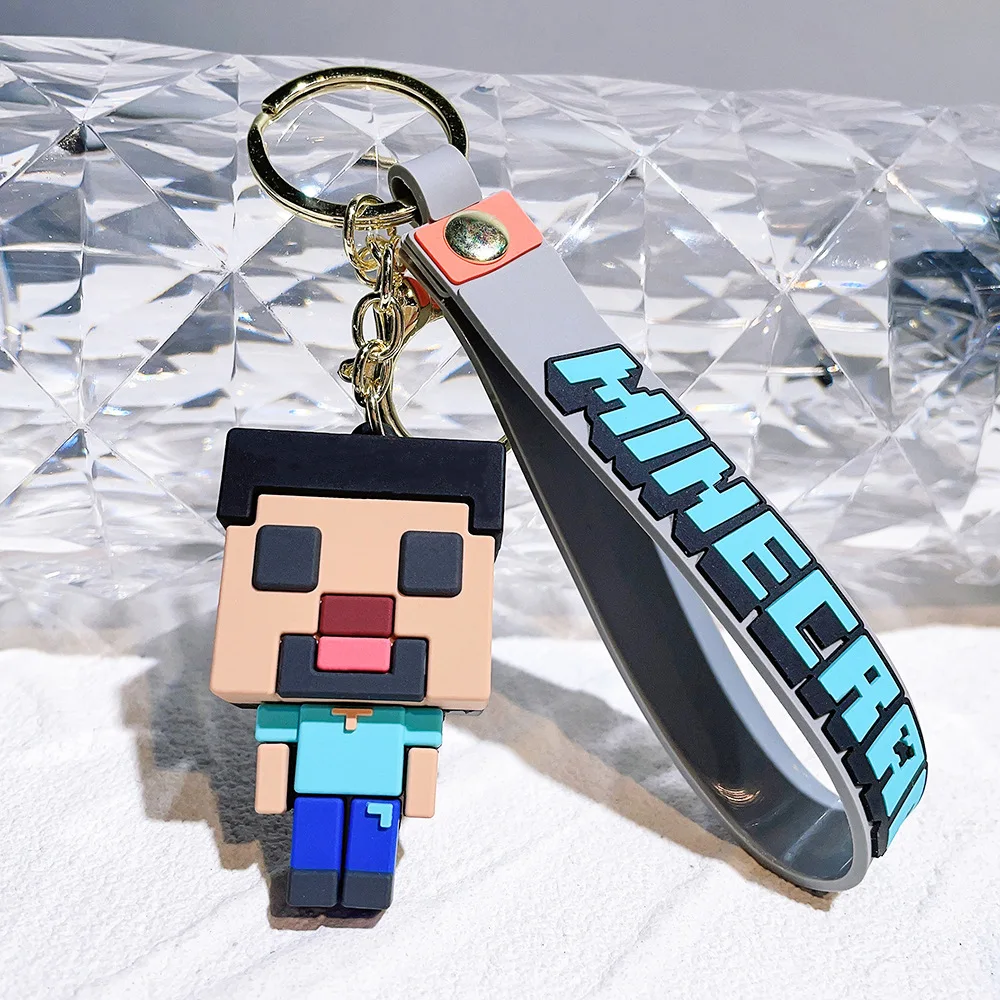 

Minecraft Keychain Set, 3D Game Figure Key Ring Pendant, Cute Bag Car Charm Gift for Minecraft Fans