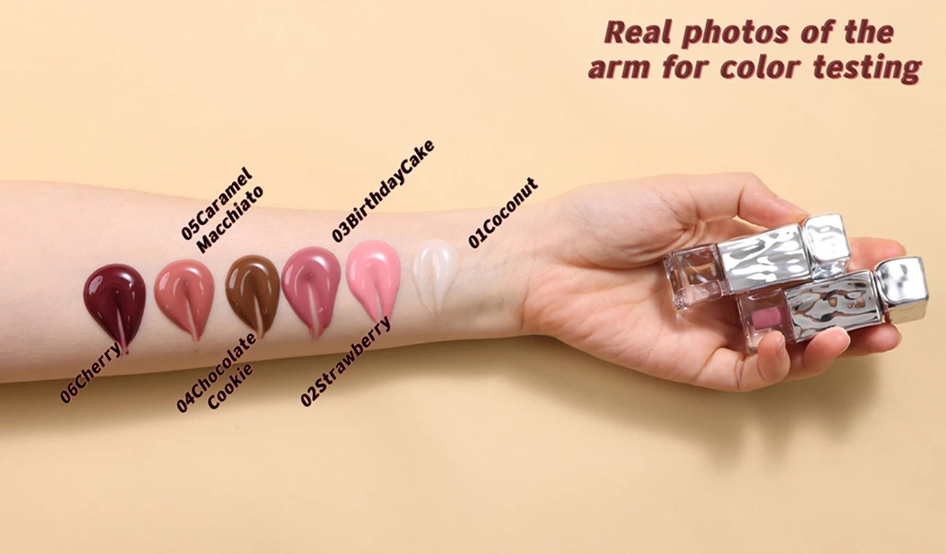 Huile à lèvres teintée polypeptidique, marque privée, hydratant, Logo personnalisé, pigment antiadhésif, maquillage nourrissant, vente en gros, Tube argenté