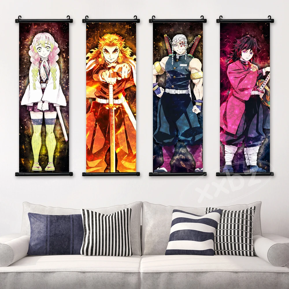 Dämon Sayaer Scrolls Bild Himejima Gyoumei Wandkunst Tomioka Giyuu Home Decor Rengoku Kyoujuro hängende Malerei Anime Poster – Detail 3